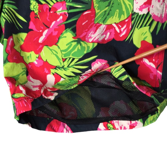 J. Crew Stretch Eco Board Short Swim Hibiscus Print Floral Black Pink Men's 36 - Picture 7 of 12